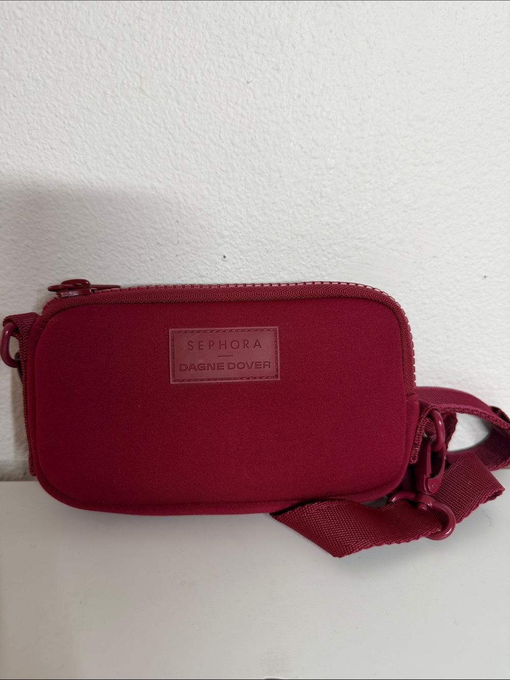 Dagne Dover x Sephora Mara Phone Sling Burgundy Spice Neoprene Crossbody Bag